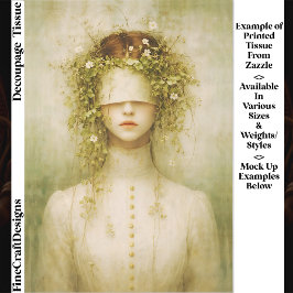 Papel De Seda Mujer con venda botánica etérea FH5 Decoupage