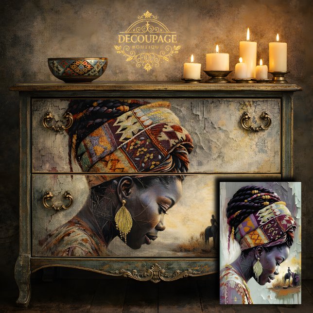 Papel De Seda Mulher Africana Ambiente Rural Decoupage Quente (African Dreams Decoupage Tissue Paper)