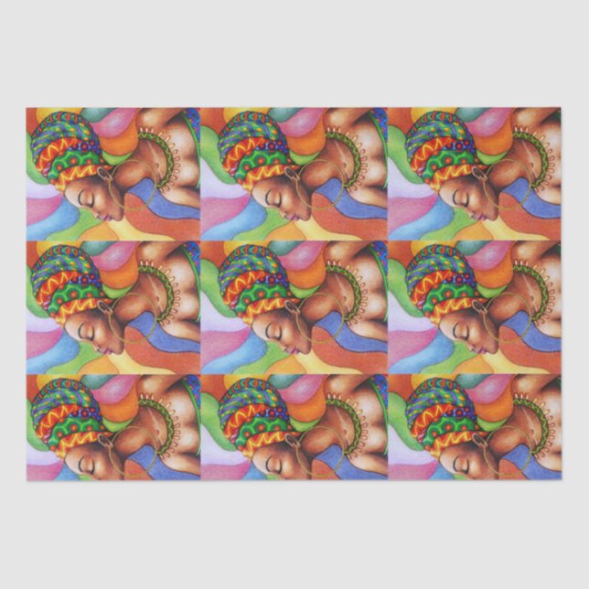 Papel De Seda Mulher africana com Tecido tradicional de cera (Frente )