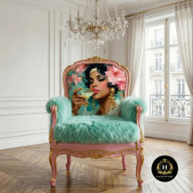 Mulher Afro-Americana com a Decoupage de Martini