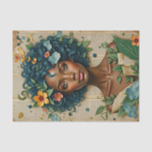 Mulher Afro-Americana com Flores - Desligar