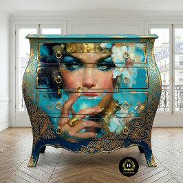 Papel De Seda Mulher Afro-Americana Decoupage de Coquetel Azul