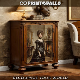 Papel De Seda Mulher aristocrática vitoriana com vestido preto 