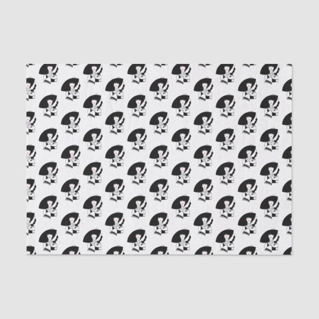 Papel De Seda Mulher Art Déco de Grande Chapéu Luvas RL (Frente )