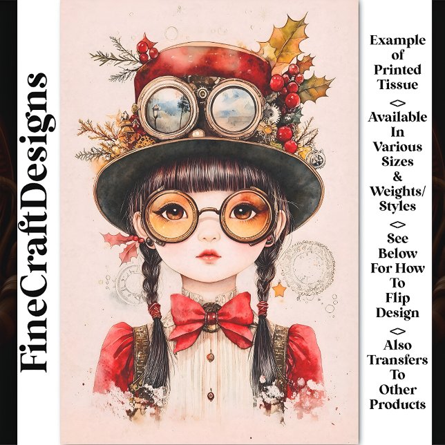 Papel De Seda Mulher Asiática Festiva Steampunk BJ2 Decoupage (Criador carregado)