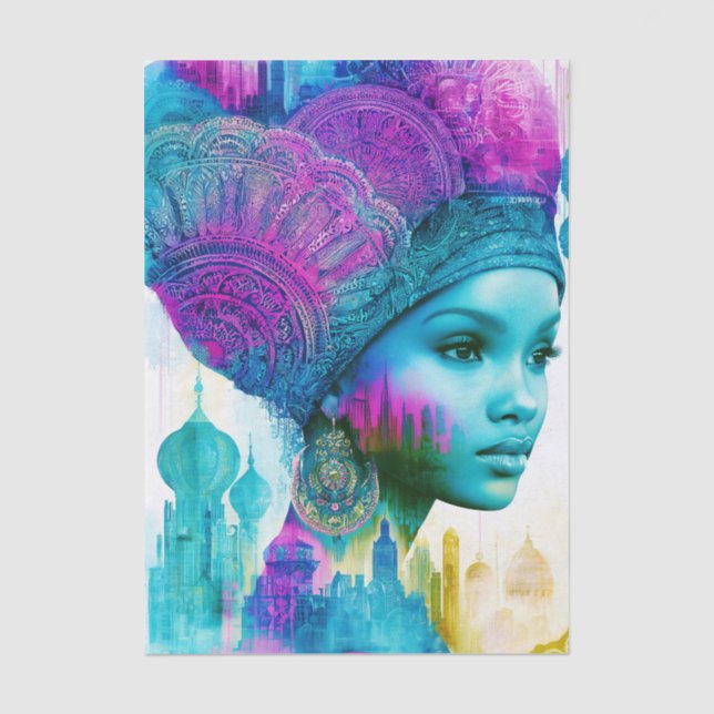 Papel De Seda Mulher Boêmia Moderna Colagem FT2R Decoupagem (Frente )