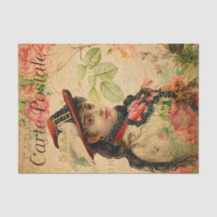 Papel De Seda Mulher cigana exótica com chapéu e pomba em fran