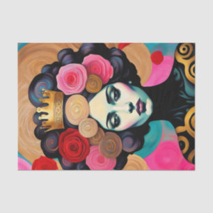 Papel De Seda Mulher com Dourada Decoupage da Coroa