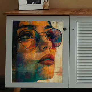 Papel De Seda Mulher com Óculos de Sol Decoupage