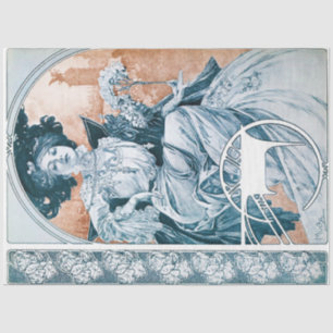 Papel De Seda Mulher com Rosa, Mucha