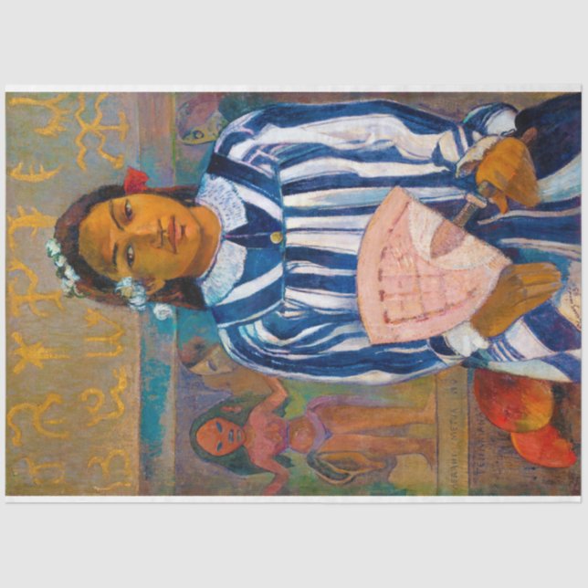 Papel De Seda Mulher com ventilador, Gauguin (Frente )