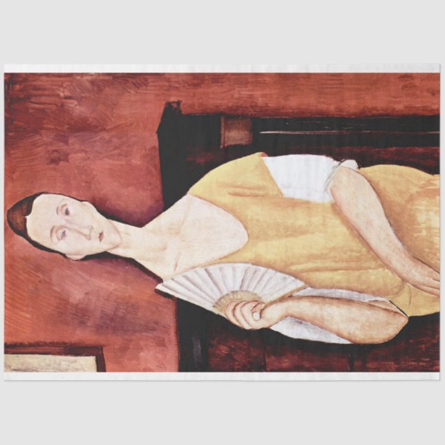 Papel De Seda Mulher com ventilador, Modigliani (Frente )