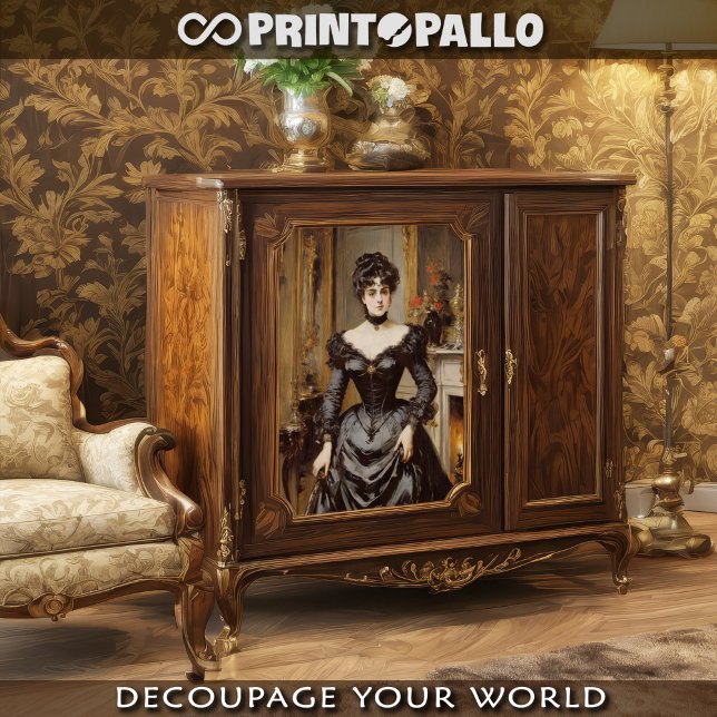 Papel De Seda Mulher de alta sociedade em 1900 com vestido preto (Criador carregado)