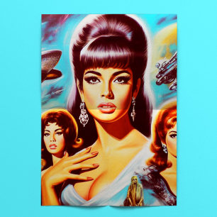 Papel De Seda Mulher de Ficção Científica Vintage