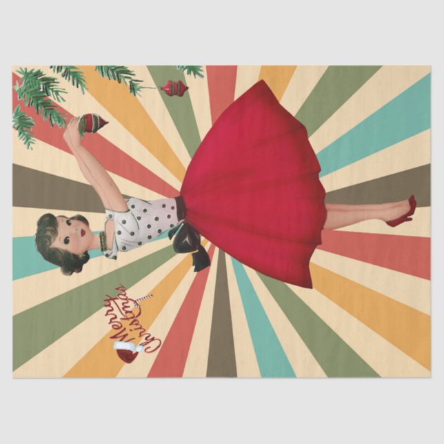 Papel De Seda Mulher de Natal de 1950 com retrorreflector (Frente )