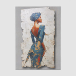 Papel De Seda Mulher de Pele Escura em Azul EL6R Decoupage