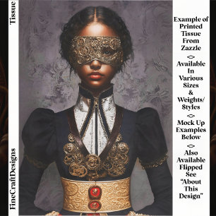 Papel De Seda Mulher de Pele Escura Steampunk com Máscara EM4R D