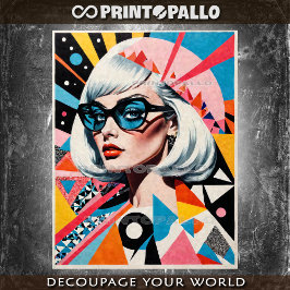 Papel De Seda Mulher do meio do século da Pop Art com óculos de 