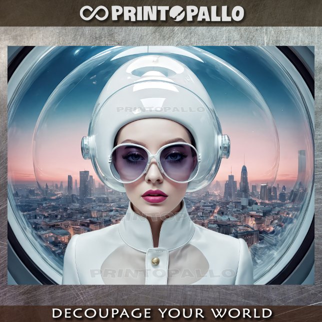 Papel De Seda Mulher dos anos 50 em óculos grandes e plexiglass (Criador carregado)