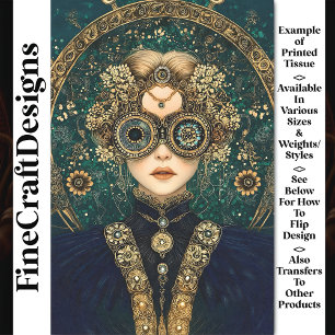 Papel De Seda Mulher Elaborada Fantasia Steampunk Y4 Decoupage