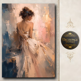 Papel De Seda Mulher Elegante em Capa Branca Retrato Abstrato