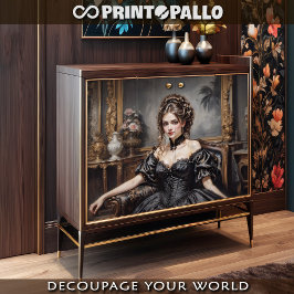 Papel De Seda Mulher elegante vitoriana de vestido preto em um s