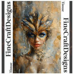 Papel De Seda Mulher em Mascarada Pintura a Óleo Decoupage Direi