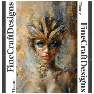 Papel De Seda Mulher em Mascarada Pintura a Óleo Decoupage Esque