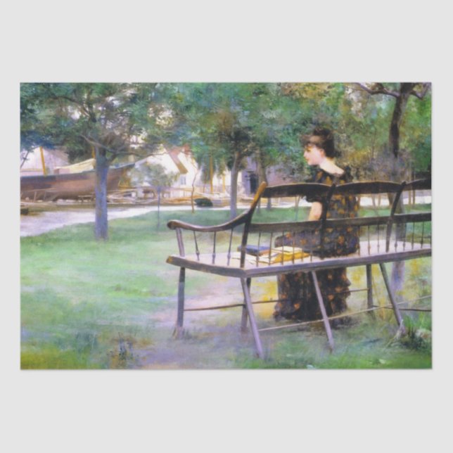 Papel De Seda Mulher em um Bench (por Edwin Austin Abbey) (Frente )