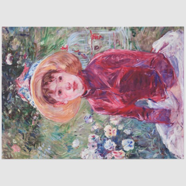 Papel De Seda Mulher em Vermelho, Berthe Morisot (Frente )