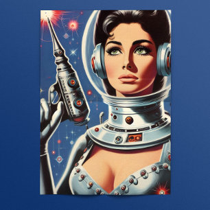 Papel De Seda Mulher Espacial Vintage