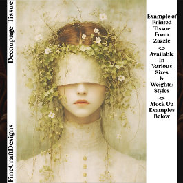 Papel De Seda Mulher Etérea com Estampa Botânica de Olhos Vendad