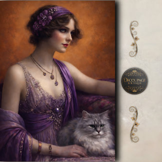 Papel De Seda Mulher Gato Glam Rouxo Decoupagem