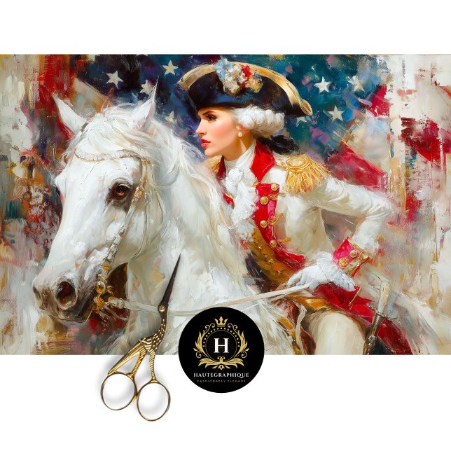 Papel De Seda Mulher-Geral Revolucionária na Decoupage Horseback (Criador carregado)
