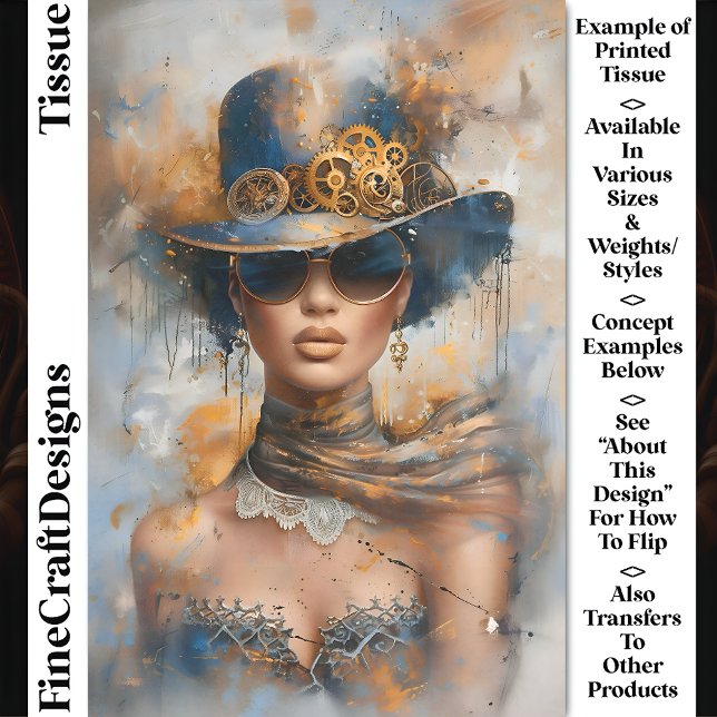 Papel De Seda Mulher Glam Steampunk de Chapéu, Óculos CV1 Decoup (Criador carregado)
