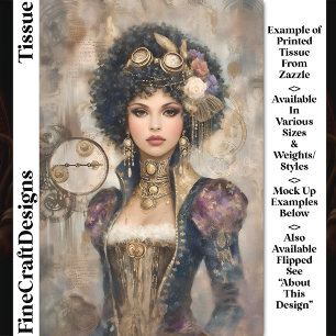 Papel De Seda Mulher Glamourosa Steampunk DM2L Decoupage