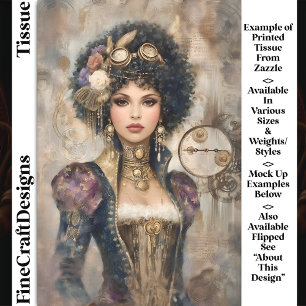 Papel De Seda Mulher Glamourosa Steampunk DM2R Decoupage