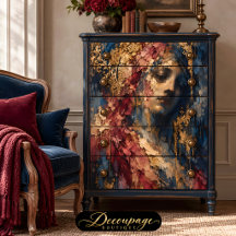 Mulher Gótica Decoupage de Borgonha Dourado