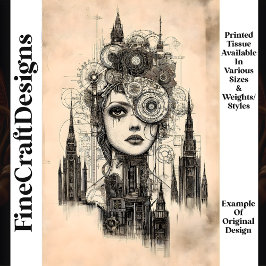 Papel De Seda Mulher Gótica Mecânica Steampunk N3 Decoupage