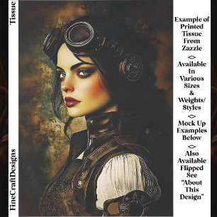 Papel De Seda Mulher Gótica Steampunk, Decoupagem Industrial EH9