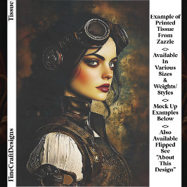 Papel De Seda Mulher Gótica Steampunk, Decoupagem Industrial EH9