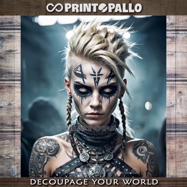 Papel De Seda Mulher Guerreira Loira Viking com fugitivas - (Criador carregado)