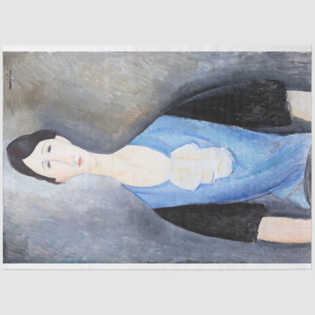 Papel De Seda Mulher jovem em azul, Modigliani (Frente )