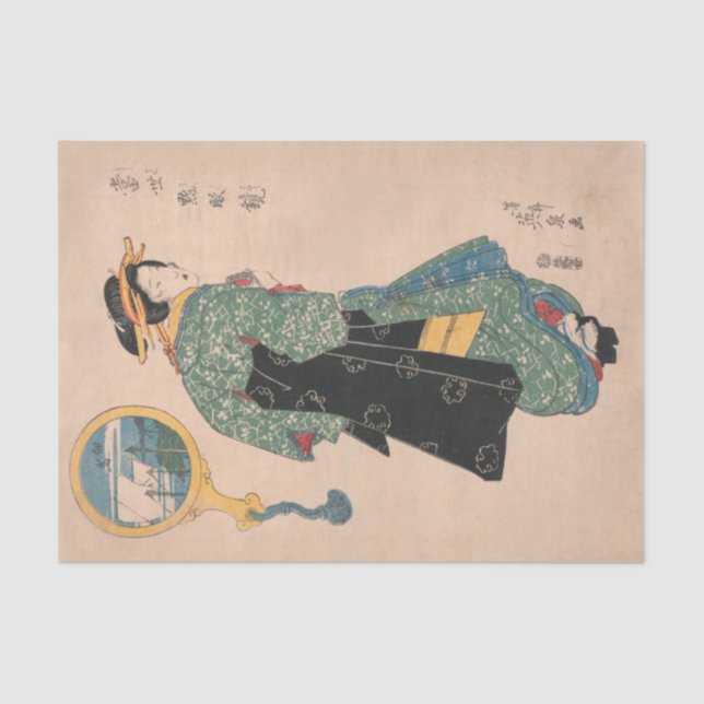 Papel De Seda Mulher Kimono japonesa: Ukiyo-e Woodblock Impressã (Frente )