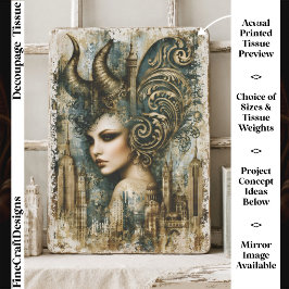 Papel De Seda Mulher Mitológica Gótica Mista FT6L Decoupage