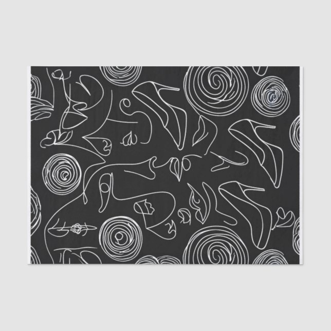 Papel De Seda Mulher Moderna Abstrata em Linha (Frente )