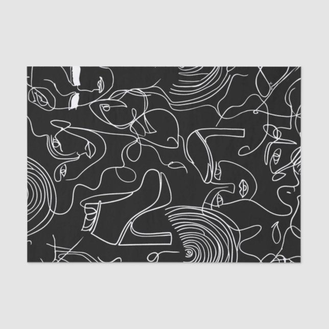 Papel De Seda Mulher Moderna, Abstrato de Linha (Frente )