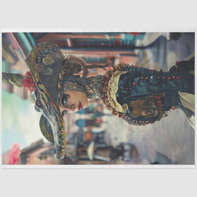 Papel De Seda Mulher na Desnuvem de Beleza Alligadora de Figurin (Frente )