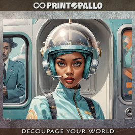 Papel De Seda Mulher negra em estilo de quadrinhos de retrofutur