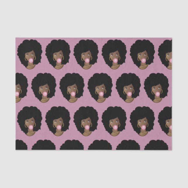 Papel De Seda Mulher Negra, Goma-Bolha Rosa-Picante, Roxo-Leve (Frente )
